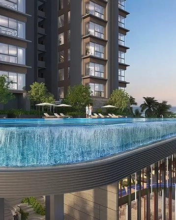 Resort-style infinity pool at Altis Ocean Cliffs clubhouse ECR